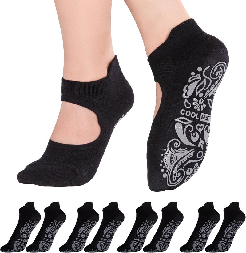 CoolMate Store Pilates Socks with Grips for Women, Yoga Socks, Crew Non Slip Women for Barre, Pilates Gifts - Image 1